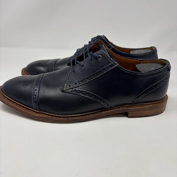 Allen Edmonds Men’s Sz10 Bainbridge Navy Blue Wingtip Leather Shoes - Picture 4 of 8